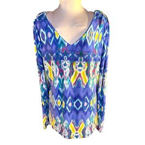 Jones New York Colorful Tye Dye Design Tunic Women Size XL
